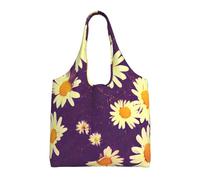 AYYQWE Daisy Purple Flowers Print Extra-Large Canvas Tote Bag Daily Shopping Travel Weekend Getaways Shoulder Bags