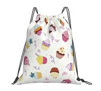 AYYQWE Delicious Cupcakes Print Adults Lightweight Foldable Drawstring Backpack Sports Reusable Bag Travel Yoga