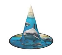 AYYQWE Dolphins Sea Turtle Shark Octopus Coral Print Comfortable Unisex Carnival Party Hat Cosplay Costume Masquerade Celebrations