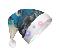 AYYQWE Dolphins Sea Turtle Shark Octopus Coral Print Glowing Christmas Hat For Adults For Holiday Parties New Year Celebrations Xmas