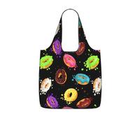 AYYQWE Donut Print Foldable Reusable Shopping Tote Bag For Travel Gym Backpack Commuting Camping