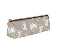 AYYQWE Easter Bunny Floral Print Student Pencil Case Large Capacity Triangle Pouch Zippered Pen Makeup School College