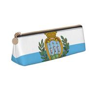 AYYQWE Flag of San Marino Print Student Pencil Case Large Capacity Triangle Pouch Zippered Pen Makeup School College