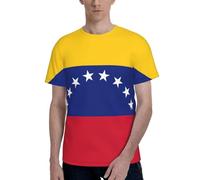 AYYQWE Flag of Venezuela Print Men Short Sleeve T-Shirt Soft Casual Office Gym Summer Office Environments Wear Black