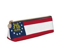 AYYQWE Georgia Flag Print Student Pencil Case Large Capacity Triangle Pouch Zippered Pen Makeup School College