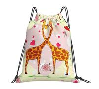 AYYQWE Giraffe Heart Flower Butterfly Print Adults Lightweight Foldable Drawstring Backpack Sports Reusable Bag Travel Yoga