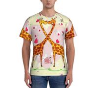 AYYQWE Giraffe Heart Flower Butterfly Print Fashion Men Short Sleeve T-Shirts Gym Wear Breathable Workout Summer Casual Outing Black