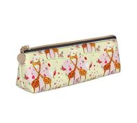 AYYQWE Giraffe Heart Flower Butterfly Print Student Pencil Case Large Capacity Triangle Pouch Zippered Pen Makeup School College