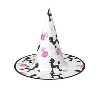 AYYQWE Girly Pink Perfume Bottle And Poodle Print Comfortable Halloween Witch Hat Unisex For Parties Carnivals Christmas And Cosplay