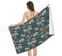 AYYQWE Gorgeous Meadows Pattern With Floral Elephant In Print Adults Oversized Bath Beach Towels Quick Dry Soft Lightweight Travel Gift