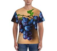 AYYQWE Grape Pattern Print Fashion Men Short Sleeve T-Shirts Gym Wear Breathable Workout Summer Casual Outing Black