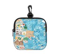 AYYQWE Greece Map Print Square Storage Bag Travel Toiletry Cosmetic Office Commuting Gift Organizer Pouch