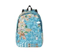 AYYQWE Greece Map Print Stylish Unisex Backpack Lightweight Double Shoulder Bag Travel Outdoor Use Everyday