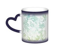 AYYQWE Green Sea Blue Seaweed Print Starry Sky Color-Changing Mug Gift Ceramic Coffee Mugs Anniversary Daily Home
