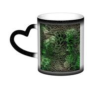 AYYQWE Green Snake Print Starry Sky Color-Changing Mug Gift Ceramic Coffee Mugs Anniversary Daily Home