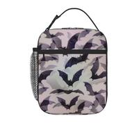 AYYQWE Halloween Bats Grey Print Lunch Bag Thermal Tote Reusable Portable Bento Box Office Outdoor Activities