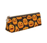 AYYQWE Halloween Pumpkin Patterns Print Student Pencil Case Large Capacity Triangle Pouch Zippered Pen Makeup School College