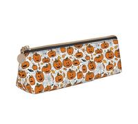 AYYQWE Halloween Pumpkin Patterns Print Student Pencil Case Large Capacity Triangle Pouch Zippered Pen Makeup School College