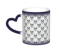 AYYQWE Halloween Themed Monochrome Skeleton Head Print Starry Sky Color-Changing Mug Gift Ceramic Coffee Mugs Anniversary Daily Home