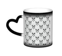AYYQWE Halloween Themed Monochrome Skeleton Head Print Starry Sky Color-Changing Mug Gift Ceramic Coffee Mugs Anniversary Daily Home