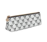 AYYQWE Halloween Themed Monochrome Skeleton Head Print Student Pencil Case Large Capacity Triangle Pouch Zippered Pen Makeup School College