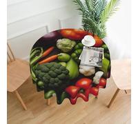 AYYQWE Introduction of various vegetables Print Round Tablecloth for Wedding Picnic Camping Home Dining Outdoor Party Table Cloth
