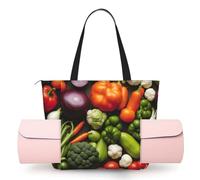 AYYQWE Introduction Of Various Vegetables Print Women Yoga Bag One Shoulder Tote Large Capacity Workout Daily Travel Camping