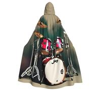 AYYQWE Jazz Drum Print Halloween Hooded Cloak Unisex Adult Cape For Carnival Cosplay Festivals Parties