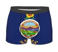 AYYQWE Kansas State Flag Print Men Lightweight Comfortable Boxer Briefs Underwear Every Occasion Activities Wear Black