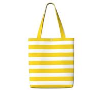 AYYQWE Lemon Zest Yellow Stripes Pattern Print Canvas Shoulder Bag Large Reusable Lightweight Beach Travel Picnic Everyday Use Tote