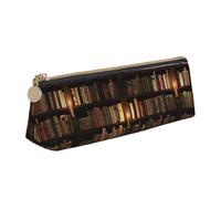 AYYQWE Library Bookshelf Book Print Student Pencil Case Large Capacity Triangle Pouch Zippered Pen Makeup School College