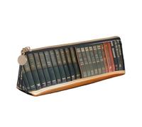 AYYQWE Library Bookshelf Print Student Pencil Case Large Capacity Triangle Pouch Zippered Pen Makeup School College