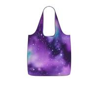 AYYQWE Magic Galaxy Sky Purple Print Foldable Reusable Shopping Tote Bag For Travel Gym Backpack Commuting Camping