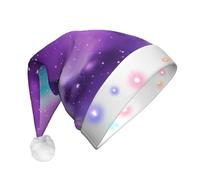 AYYQWE Magic Galaxy Sky Purple Print Unisex Adult Christmas Hat With Led Lights Holiday Party Supplies Yuletide Decor