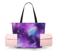 AYYQWE Magic Galaxy Sky Purple Print Women Yoga Bag One Shoulder Tote Large Capacity Workout Daily Travel Camping