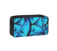 AYYQWE Many Blue Butterfly Print Spacious Pen Case Large-Capacity Stationery Office Travel Use Organizer Pouch