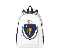 AYYQWE Massachusetts State Flag Print Stylish Unisex Backpack Lightweight Double Shoulder Bag Travel Outdoor Use Everyday