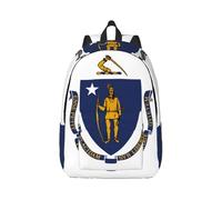 AYYQWE Massachusetts State Flag Print Stylish Unisex Backpack Lightweight Double Shoulder Bag Travel Outdoor Use Everyday