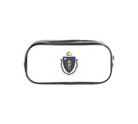 AYYQWE Massachusetts State Flag Print Transparent Stationery Organizer Pouch Clear School Travel Office Supplies Case