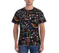 AYYQWE Math Formula Print Fashion Men Short Sleeve T-Shirts Gym Wear Breathable Workout Summer Casual Outing Black