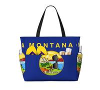 AYYQWE Montana State Flag Print Beach Tote Stylish Weekend Bag Reusable Lightweight Gym Picnic Camping Women Men