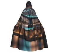 AYYQWE New York Manhattan Bridge Night Print 190cm Hooded Carnival Themed Cloak Unisex Cosplay For Festivals Masquerade Robe