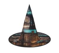 AYYQWE New York Manhattan Bridge Night Print Comfortable Halloween Witch Hat Unisex For Parties Carnivals Christmas And Cosplay