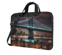 AYYQWE New York Manhattan Bridge Night Print Stylish Laptop Bag For Women Men Portable Single-Shoulder Travel Office Business