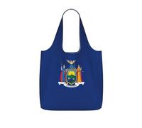 AYYQWE New York State Flag Print Foldable Reusable Shopping Tote Bag For Travel Gym Backpack Commuting Camping