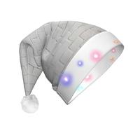 AYYQWE Old White Brick Wall Print Glowing Christmas Hat For Adults For Holiday Parties New Year Celebrations Xmas