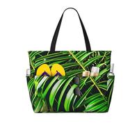 AYYQWE Palm Tree Green Leaves Print Beach Tote Stylish Weekend Bag Reusable Lightweight Gym Picnic Camping Women Men
