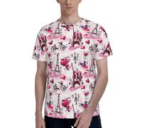AYYQWE Paris Eiffel Tower France Print Men Short Sleeve T-Shirt Soft Casual Office Gym Summer Office Environments Wear Black