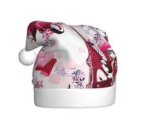 AYYQWE Paris Eiffel Tower France Print Santa Hat for Men Women Decor Party New Year Festive Celebrations Christmas Cap