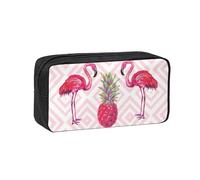 AYYQWE Pink Flamingo Pineapple Print Spacious Pen Case Large-Capacity Stationery Office Travel Use Organizer Pouch